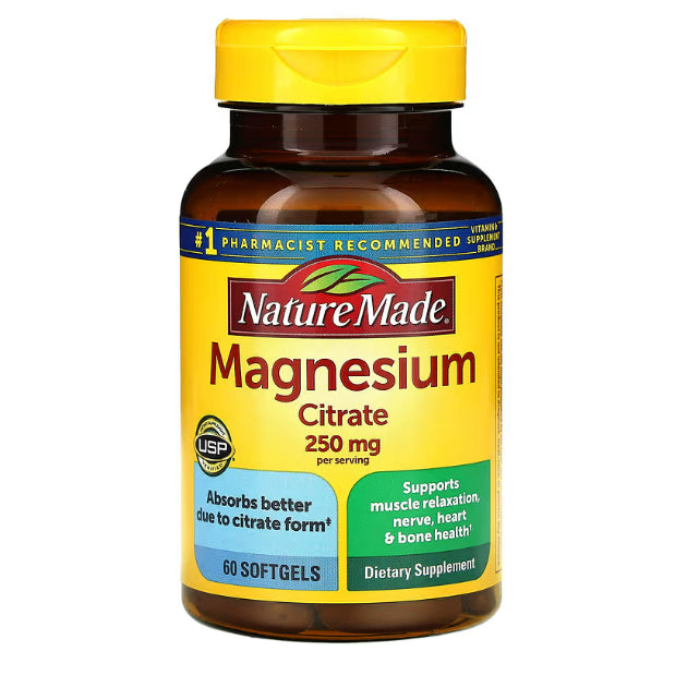 LowCost PH| Nature Made, Magnesium Citrate, 250 mg,120 Softgels 125 per sg Muscle,Nerve,Bone & Heart