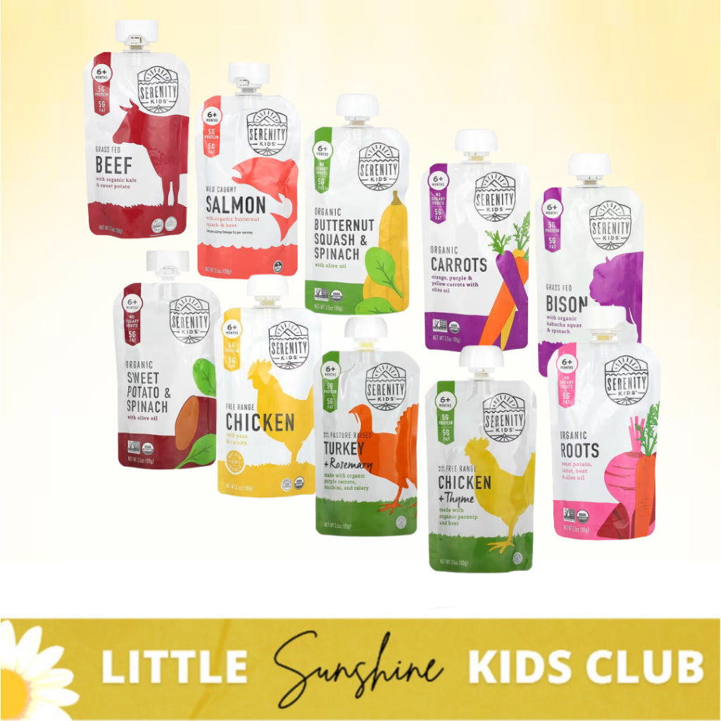 LittleSunshine | Serenity Kids Organic Beef, Salmon, Chicken, Sweet Potato, Bison, Carrot, Olive Oil