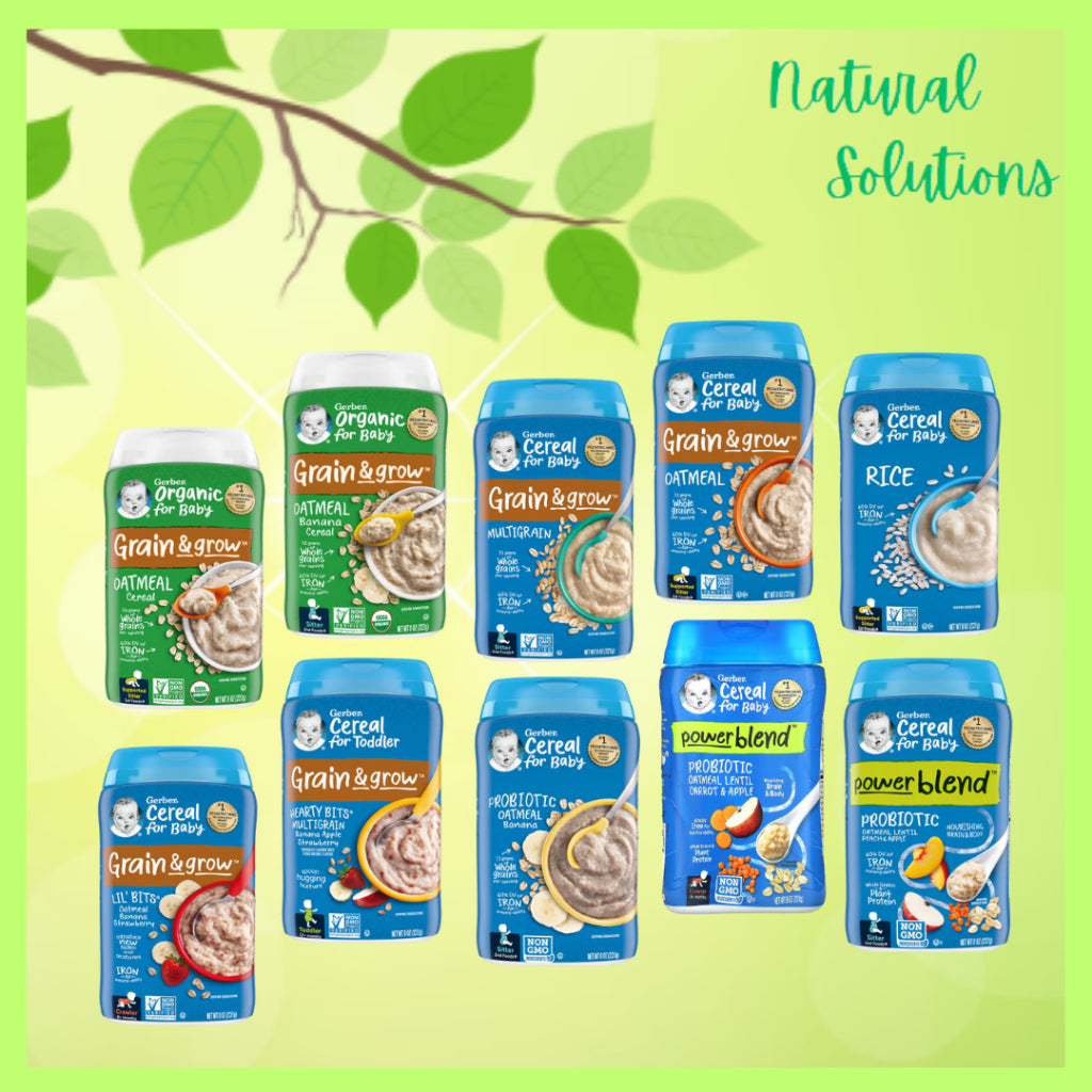 NaturalSolutions | Gerber, Cereal for Baby, Grain & Grow, 1st, 2nd Foods, Power Blend, Oatmeal, Rice