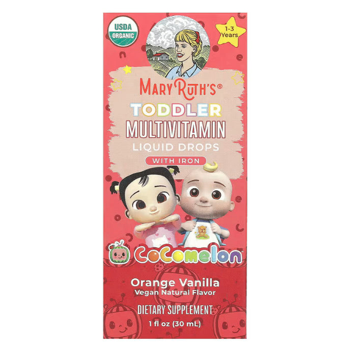 USAOnhand| MaryRuth Organics, Organic Toddler, Multivitamin Liquid Drops, Elderberry, Iron 1-3 Years