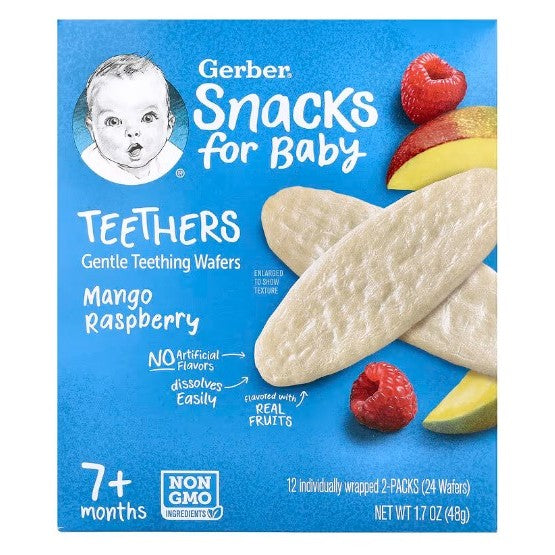 Low Cost PH | Gerbers Teethers Snacks for Baby, Gentle Teething Wafers, 7+ months, 12 Packs