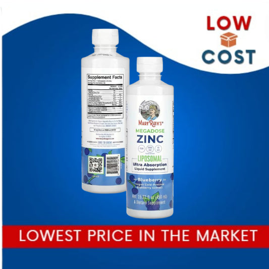 LowCOstPH| MaryRuth's, Megadose Zinc Liposomal, Blueberry, 15.22 fl oz (450 ml)