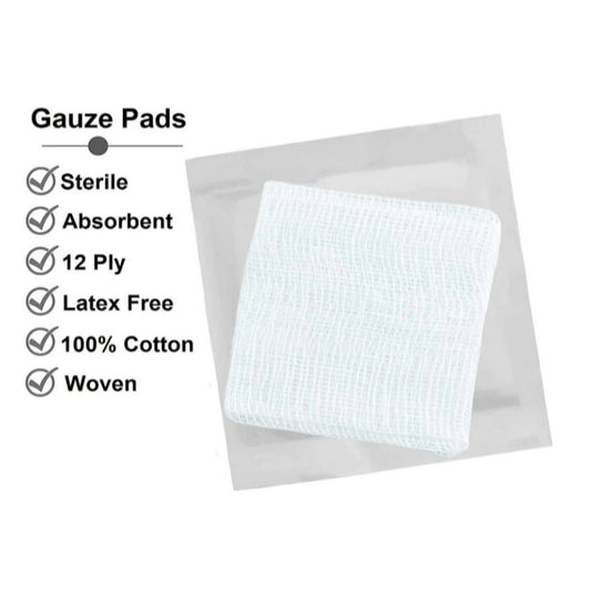 Mediplast Sterilized Gauze Pad 12 ply Woven Wound Dressing | Syringe & Feeding Tube | Toilet Cover