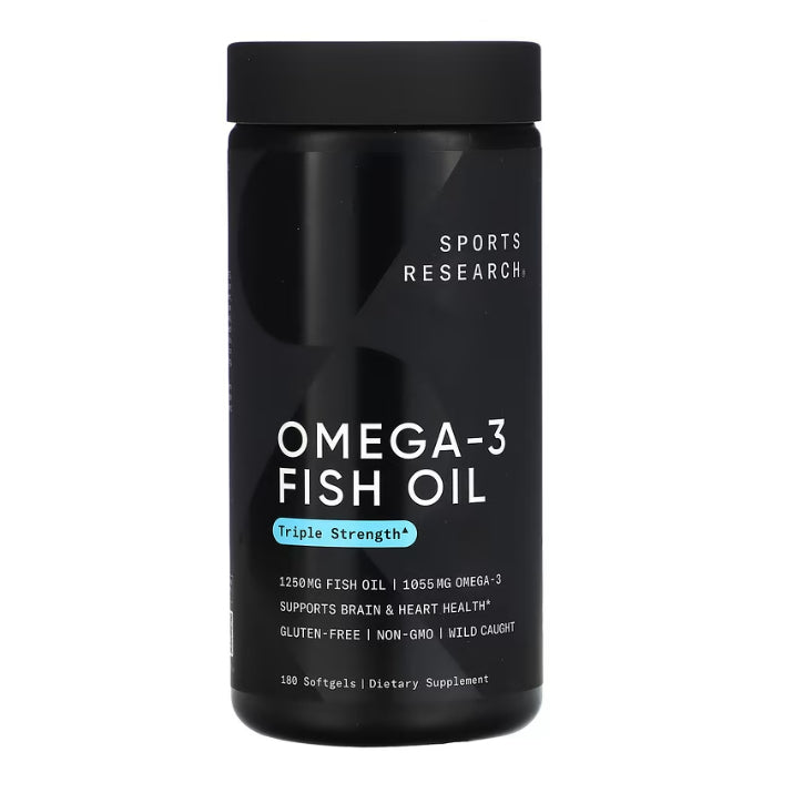 LowCost PH | Sports Research Triple Strength Omega 3 Fish Oil - Burpless Fish Oil Supplement 180 ct