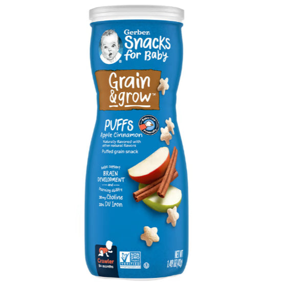 NaturalSolutions | Gerber, Snacks for Baby, Grain & Grow, Puffs, Puffed Grain Snack, 8+ Months, 42g