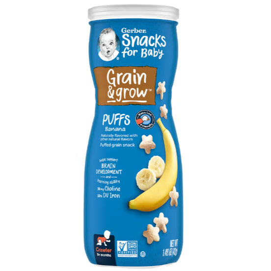 NaturalSolutions | Gerber, Snacks for Baby, Grain & Grow, Puffs, Puffed Grain Snack, 8+ Months, 42g