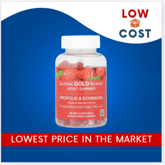 LowCost PH| California Gold Nutrition, Propolis and Echinacea Gummies, Natural Raspberry, 90 Veggum