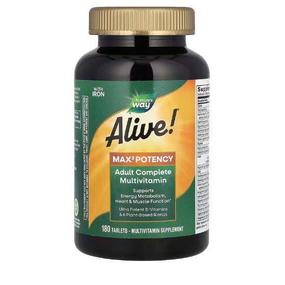 USA Onhand | Nature's Way, Alive! Max3 Potency, Men's and Women's Daily Multivitamin, No Added Iron