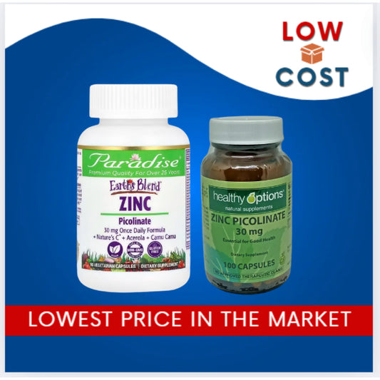 LowCostPH| Paradise Herbs, Earth's Blend, Zinc Picolinate, 30 mg, Healthy Option 100 caps