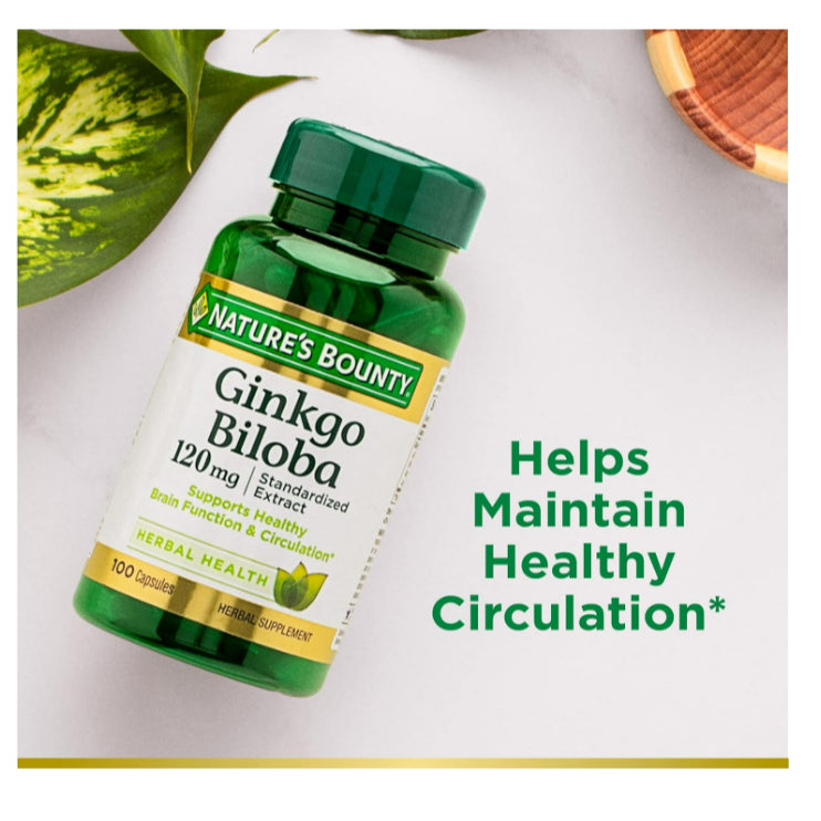 USAOnhand| Nature's Bounty, Ginkgo Biloba, 120 mg, 100 Caps Supports Brain Funct & Mental Alertness