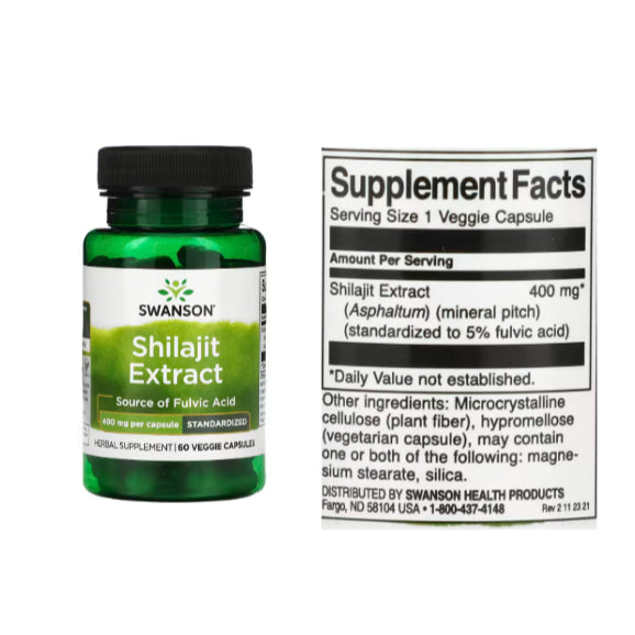 LowCost PH| Swanson, Shilajit Extract, Standardized, 400|100mg, 60 Veggie Capsules