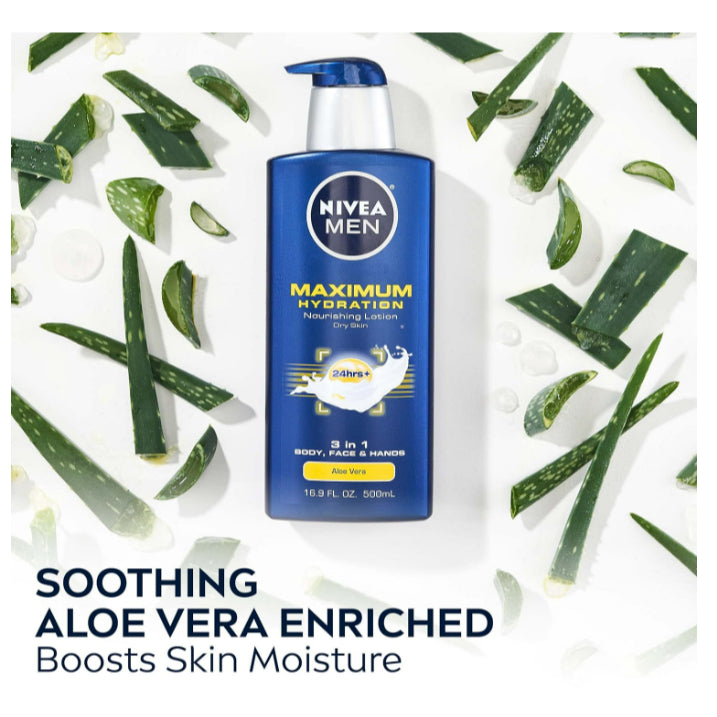 LowCost PH| Nivea, Men, Maximum Hydration, 3-in-1 Nourishing Lotion, Aloe Vera, 16.9 fl oz (500 ml)