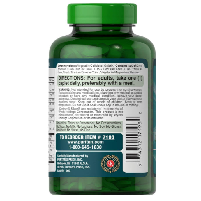 LowCost PH| Puritan's Pride Abc Plus Senior Multivitamin Multi-mineral Formula Caplets, 240 caplets