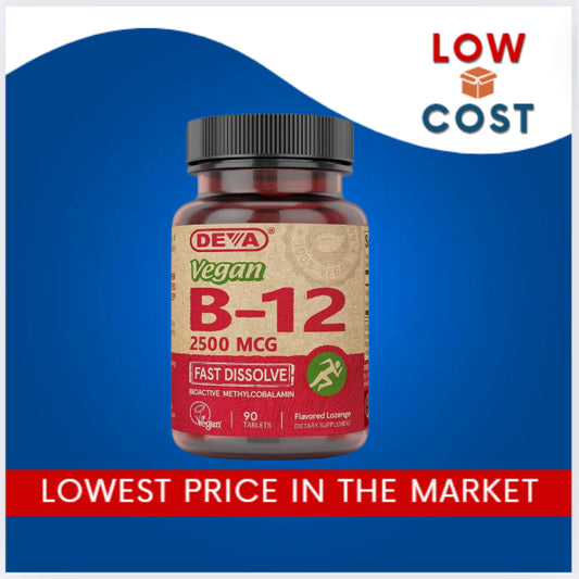LowCost PH| DEVA Vegan Vitamins B-12, High Potency 2500 mcg B12, Fast Dissolve, Sublingual, 90 tabs