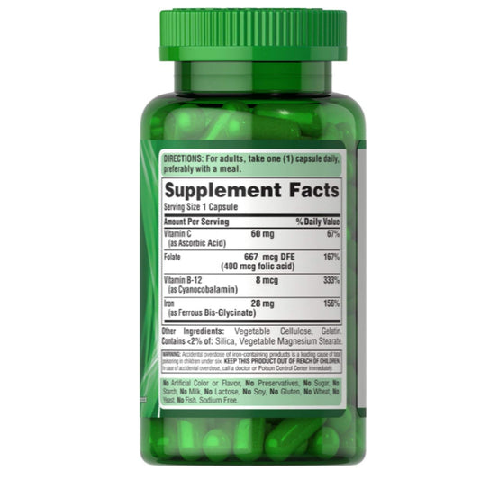 LowCost PH| Puritan's Pride Easy Iron 28 mg (Iron Glycinate)-90 Capsules