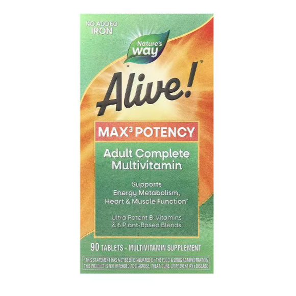 USA Onhand | Nature's Way, Alive! Max3 Potency, Men's and Women's Daily Multivitamin, No Added Iron