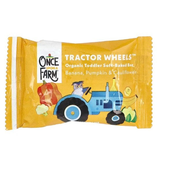 LittleSunshine | Once Upon A Farm, Organic Toddler Soft-Baked Bar, Tractor Wheels, Strawberry, Apple