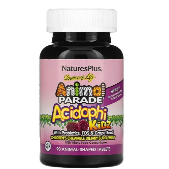 LowCostPh | NaturesPlus, Source of Life, Animal Parade, AcidophiKidz, Children's Chewable, Berry,