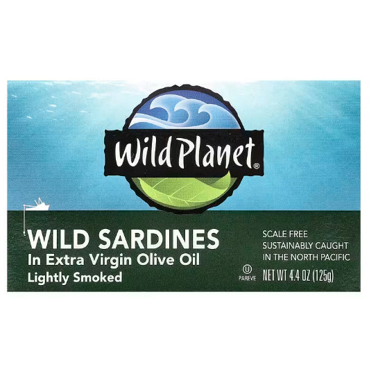 NaturalSolutions | Wild Planet, Sardines In Water, No Salt Added, Extra Virgin Olive Oil, Sea Salt