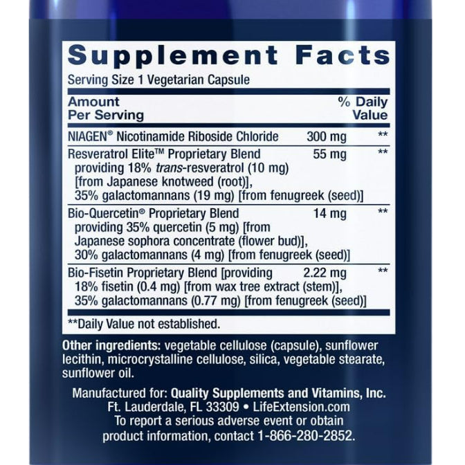 LowCostPH| Life Extension, NAD+ Cell Regenerator™ and Resveratrol Elite™, 30 Vegetarian Capsules