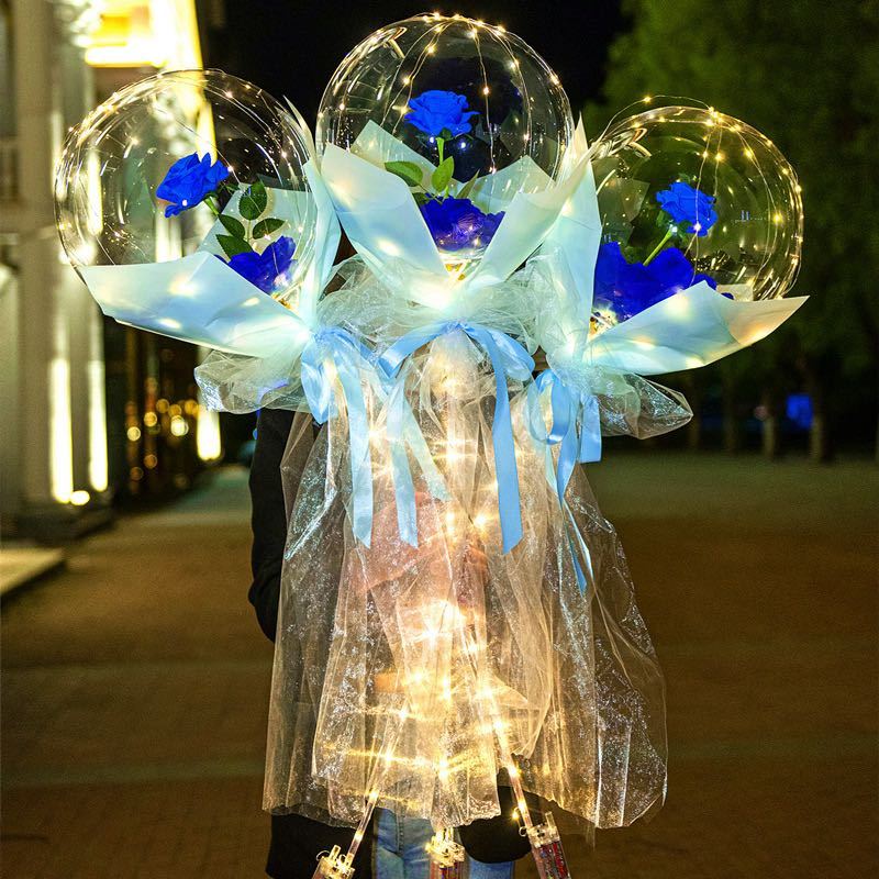 Grocer Farmer | Rose Balloon LED Bouquet Luminous Balloons Gift Wedding Birthday Party Gift