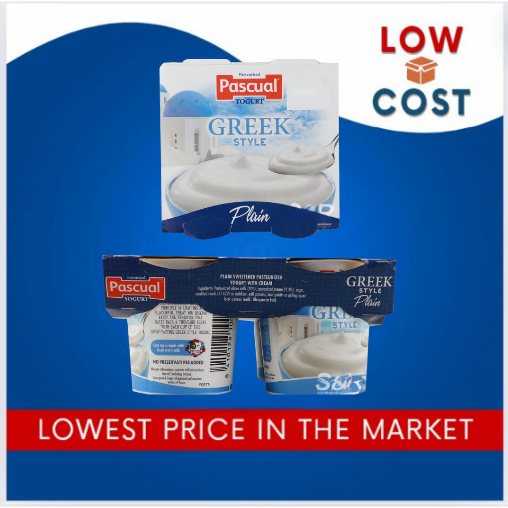 LowCostPh | Pascual Yogurt Greek Style Plain 4pcs, Supports digestive health