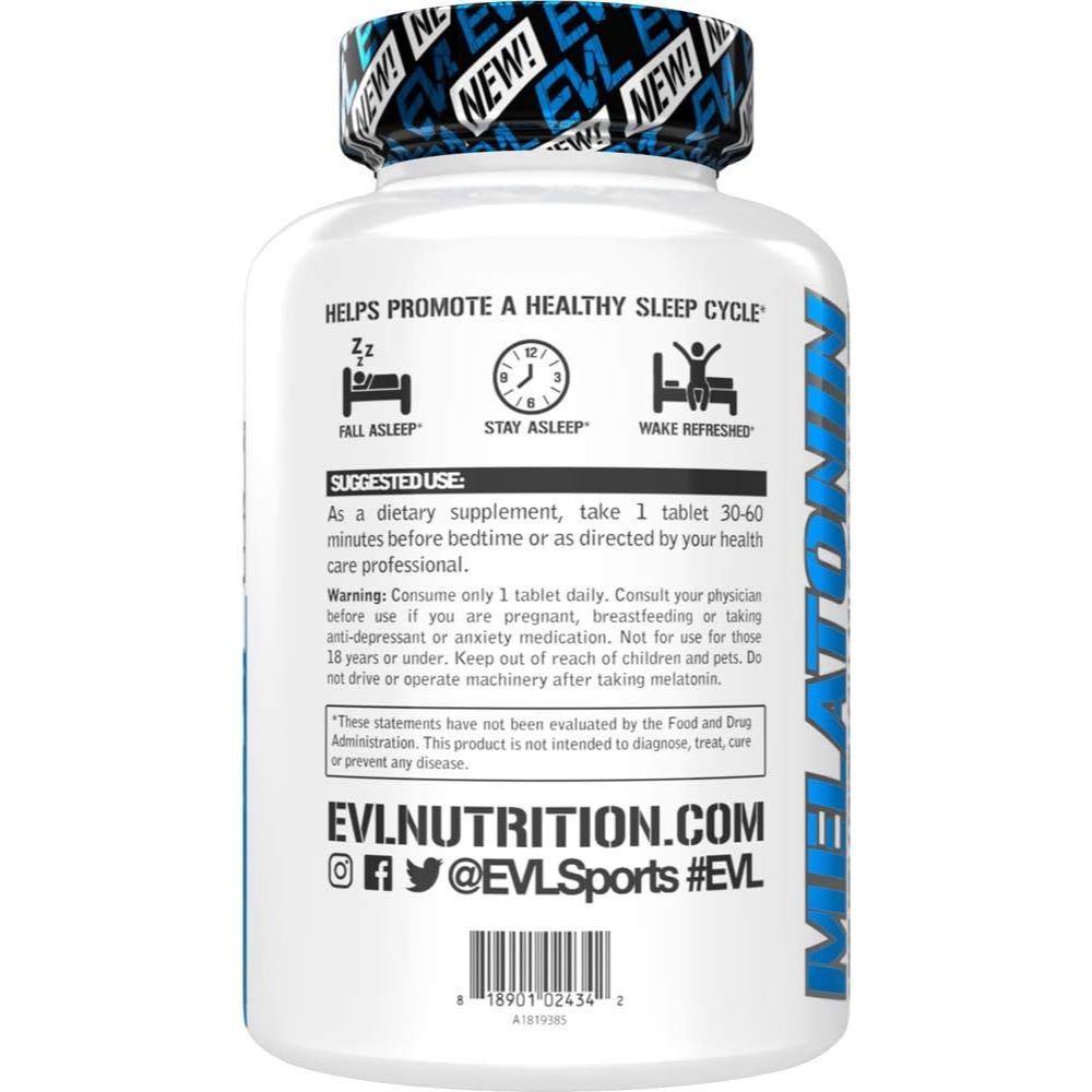 LowCostPh | Evlution Nutrition Melatonin, 5mg of High Potency, Sleep Support, Fall Asleep Fast,