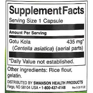 LowCost PH| Swanson, Full Spectrum Gotu Kola, 435 mg, 60 Capsules
