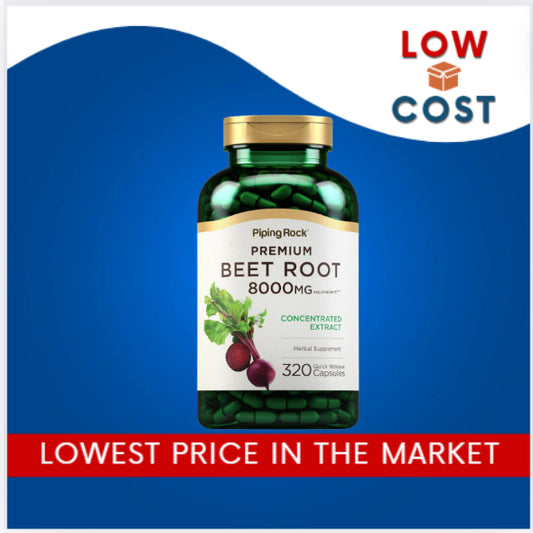 LowCost PH| Piping Rock Beet Root Powder Capsules 8000mg | 320 Caps | Concentrated Extract | Herbal