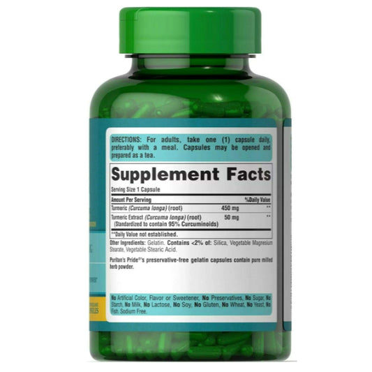 LowCostPH | Puritan's Pride Turmeric Curcumin 500 mg-180 Capsules