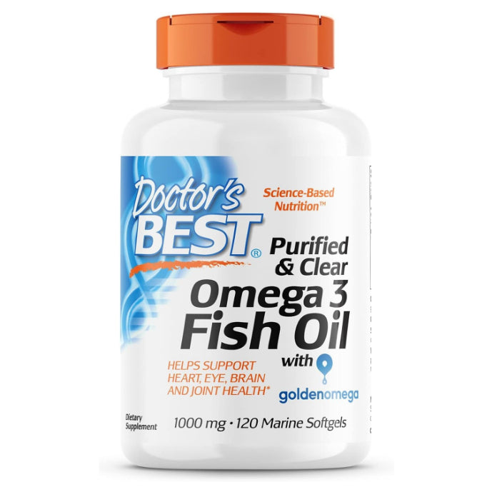 LowCostph | Doctor's Best, Purified & Clear Omega 3 Fish Oil with Goldenomega, 1,000 mg, 120 Softgel
