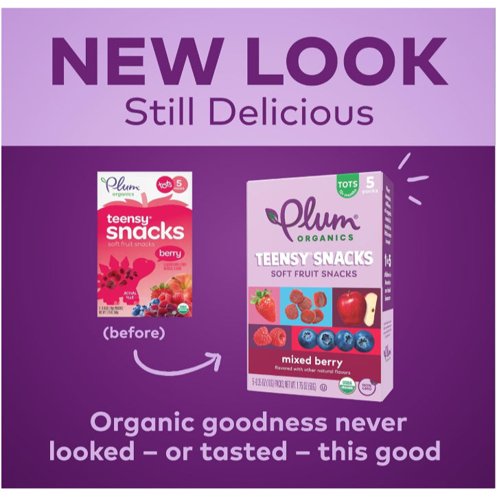 LittleSunshine | Plum Organics, Teensy Soft Fruits Snacks, Tots, Peach/Mixed Berry 5 Packs, 0.35 oz