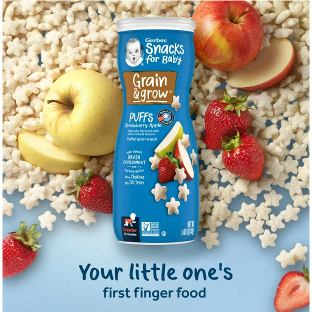 NaturalSolutions | Gerber, Snacks for Baby, Grain & Grow, Puffs, Puffed Grain Snack, 8+ Months, 42g