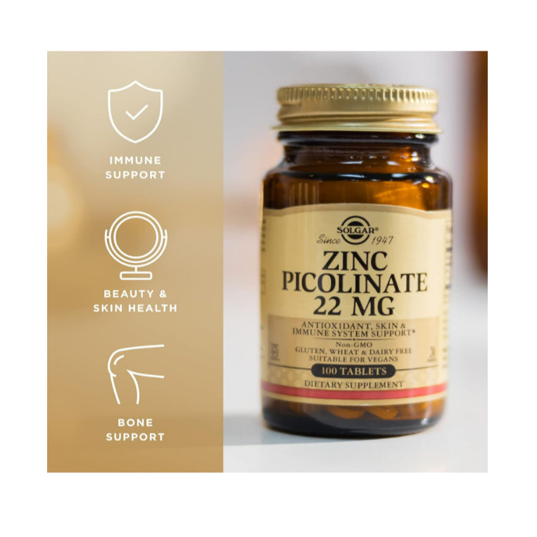 USAOnhand| Solgar, Zinc Picolinate, 22 mg, 100 Tablets