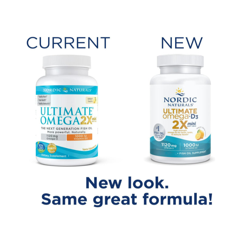 LowCostPH| Nordic Naturals, Ultimate Omega 2X w/ Vit D3, Lemon,1120mg Omega-3+1000 IU Vit D3 60minis
