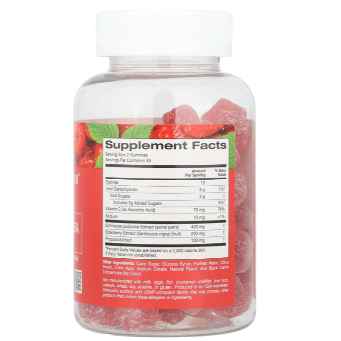 LowCost PH| California Gold Nutrition, Propolis and Echinacea Gummies, Natural Raspberry, 90 Veggum