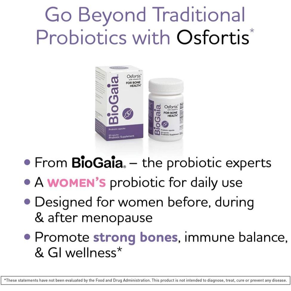 LowCostPh | BioGaia, Osfortis with Vitamin D, 60 Probiotic Capsules, For Bone & immune Health