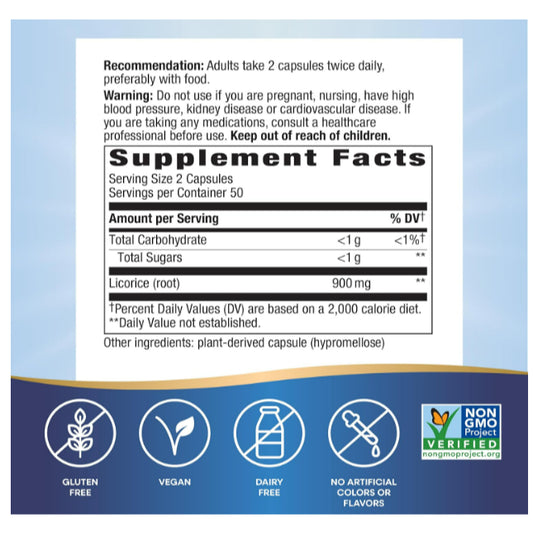LowCost PH| Nature's Way, Licorice Root, 900 mg, 100 Vegan Capsules (450 mg per Capsule)