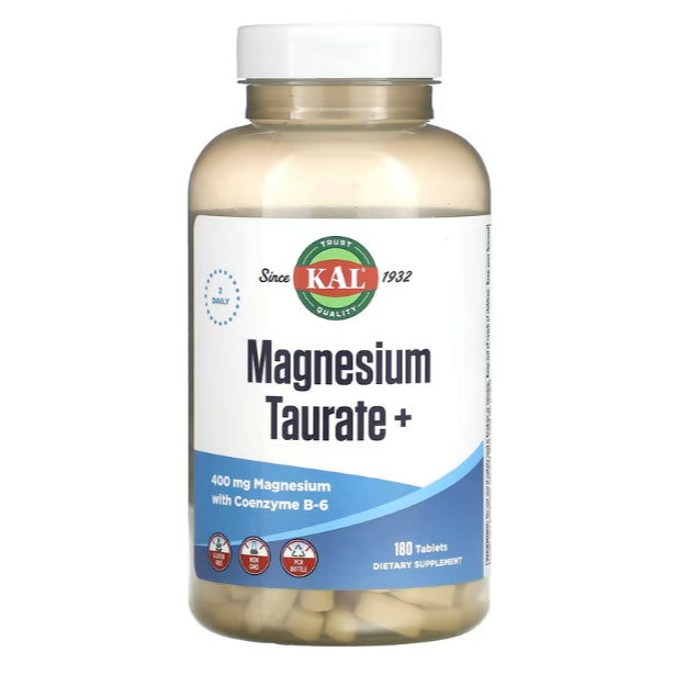 USA Onhand | KAL, Magnesium Taurate +, 400 mg, 400 mg Magnesium with Coenzyme B-6