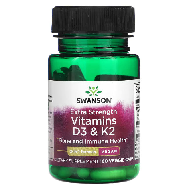 Swanson Ph | Swanson, Vitamins D3 & K2, Extra Strength, with Strontium, Bone and Immune Health