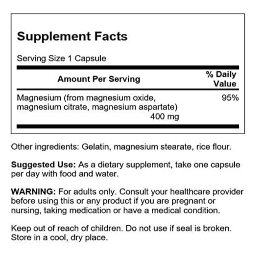 LowCost PH| Swanson Triple Magnesium Complex 400 Milligrams capsules 2027 Expiry