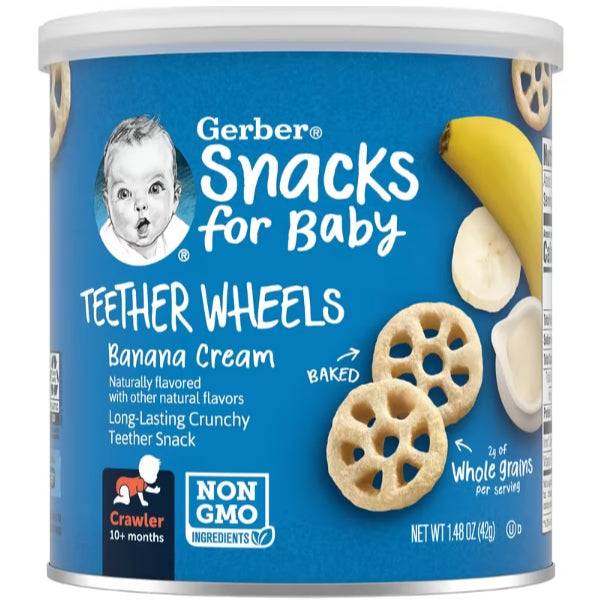 LittleSunshine | Gerbers, Snacks for Baby, Lil' Crunchies, Baked Grain Snack, Wheels 8+Months,(42 g)