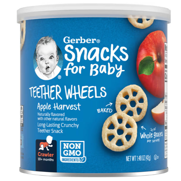 LittleSunshine | Gerbers, Snacks for Baby, Lil' Crunchies, Baked Grain Snack, Wheels 8+Months,(42 g)