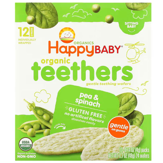 NaturalSolutions | Happy Family Organics, Organic Teethers, Gentle Wafers, Sweet Potato, Pea, Mango