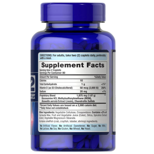 LowCostPH| Puritan's Pride Advanced Glucosamine Chondroitin MSM With Vitamin D3 50mcg 160 caplets
