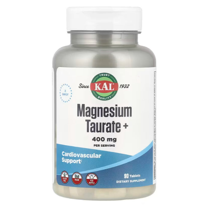 LowCost PH| KAL Magnesium Taurate & Malate 400mg Plus CoEnzyme Vitamin B6, Chelated Magnesium