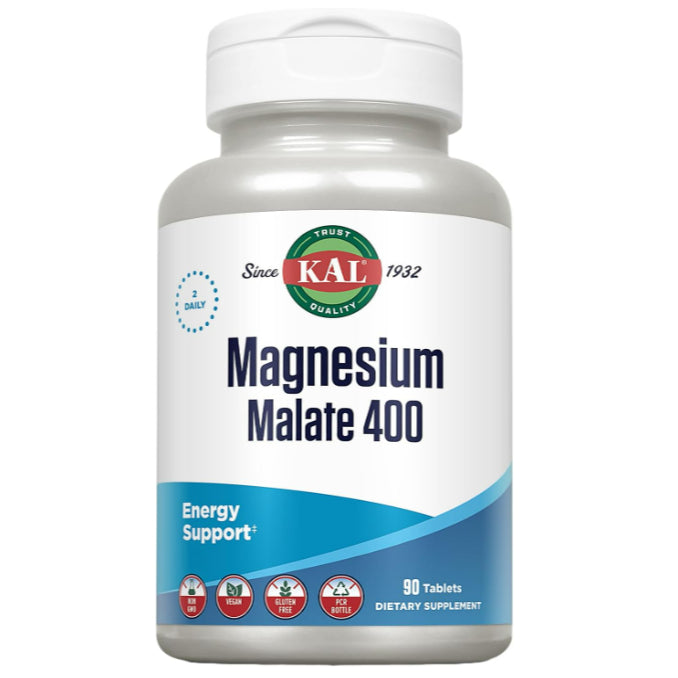 LowCost PH| KAL Magnesium Taurate & Malate 400mg Plus CoEnzyme Vitamin B6, Chelated Magnesium