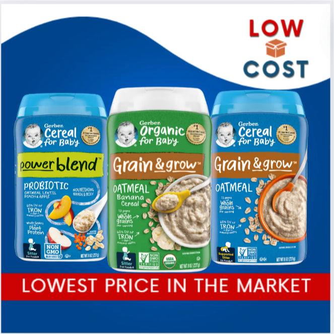 Low Cost PH | Gerber Cereal for Baby, Grain & Grow, 1st & 2nd Foods, Oatmeal, Banana, Strawberry