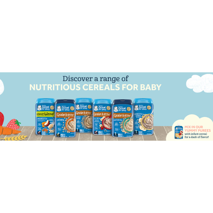 NaturalSolutions | Gerber, Cereal for Baby, Grain & Grow, 1st, 2nd Foods, Power Blend, Oatmeal, Rice