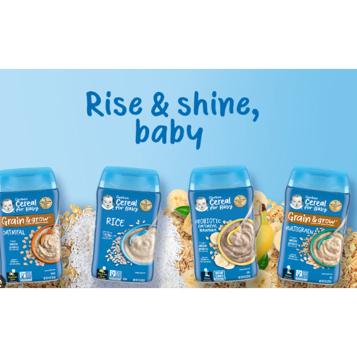 NaturalSolutions | Gerber, Cereal for Baby, Grain & Grow, 1st, 2nd Foods, Power Blend, Oatmeal, Rice
